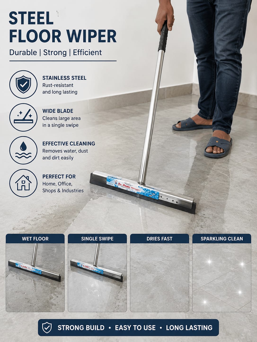 Glass wiper SS and steel floor wiper